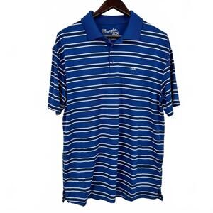 Wrangler 20X Competition Polo Shirt Mens Large Blue Striped Advanced Comfort